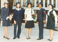 Prototype women's uniforms from the 1970s. 
U.S. Coast Guard photo.