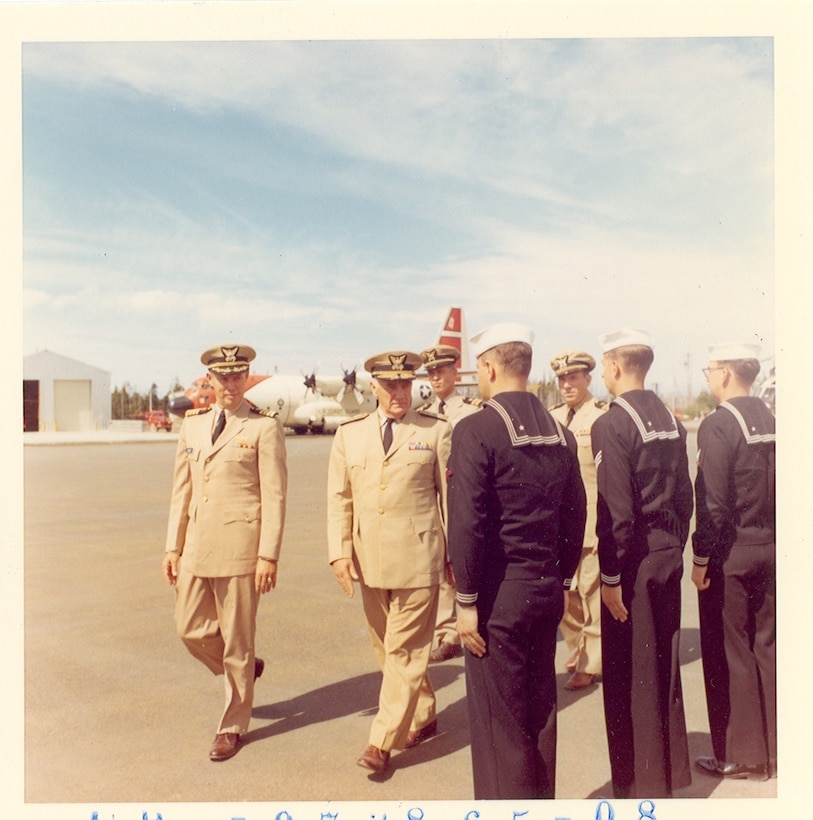 Air Station Annette, Alaska
Original photo caption: "USCG Air Station Annette Isl., Alaska, Inspection tour Admiral E. J. Roland, USCG, commandant, dedicating new family quarters.  Admiral Roland inspecting crew here."; photo dated 28 July 1965; Photo No. CPI-072865-08; photo by PH1 Nicols.