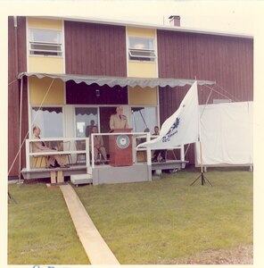 Air Station Annette, Alaska
Original photo caption: "USCG Air Station, Annette Isl., Alaska, Inspection -- Admiral E. J. Roland, USCG, Commandant, dedicating new family quarters."; photo dated 28 July 1965; Photo No. CPI-072865-04; photo by PH1 Nicols.