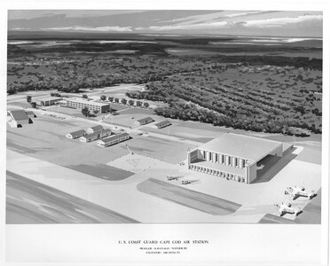 Air Station Cape Cod, Massachusetts
Original photo caption: "U.S. Coast Guard Cape Cod Air Station [;] Praeger - Kavanagh - Waterbury [;] Engineers - Architects"; photo dated 1966; Photo No. 1CGD-1246601; photographer unknown.


