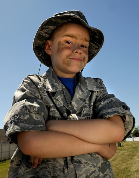 Ashton Trujillo participates in Operation Heroes at Minot Air Force Base, N.D., June 3, 2017. The event simulated for families several aspects of what military members go through when they deploy.(U.S. Air Force Photo by Staff Sgt. Chad Trujillo) 