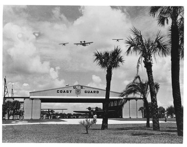 Air Station Clearwater, Florida (Formerly Air Station St. Petersburg)
Original caption reads: "Coast Guard planes over St. Petersburg, Florida, Air Station, 1937"; Photo No. 1201371; photographer unknown. 
