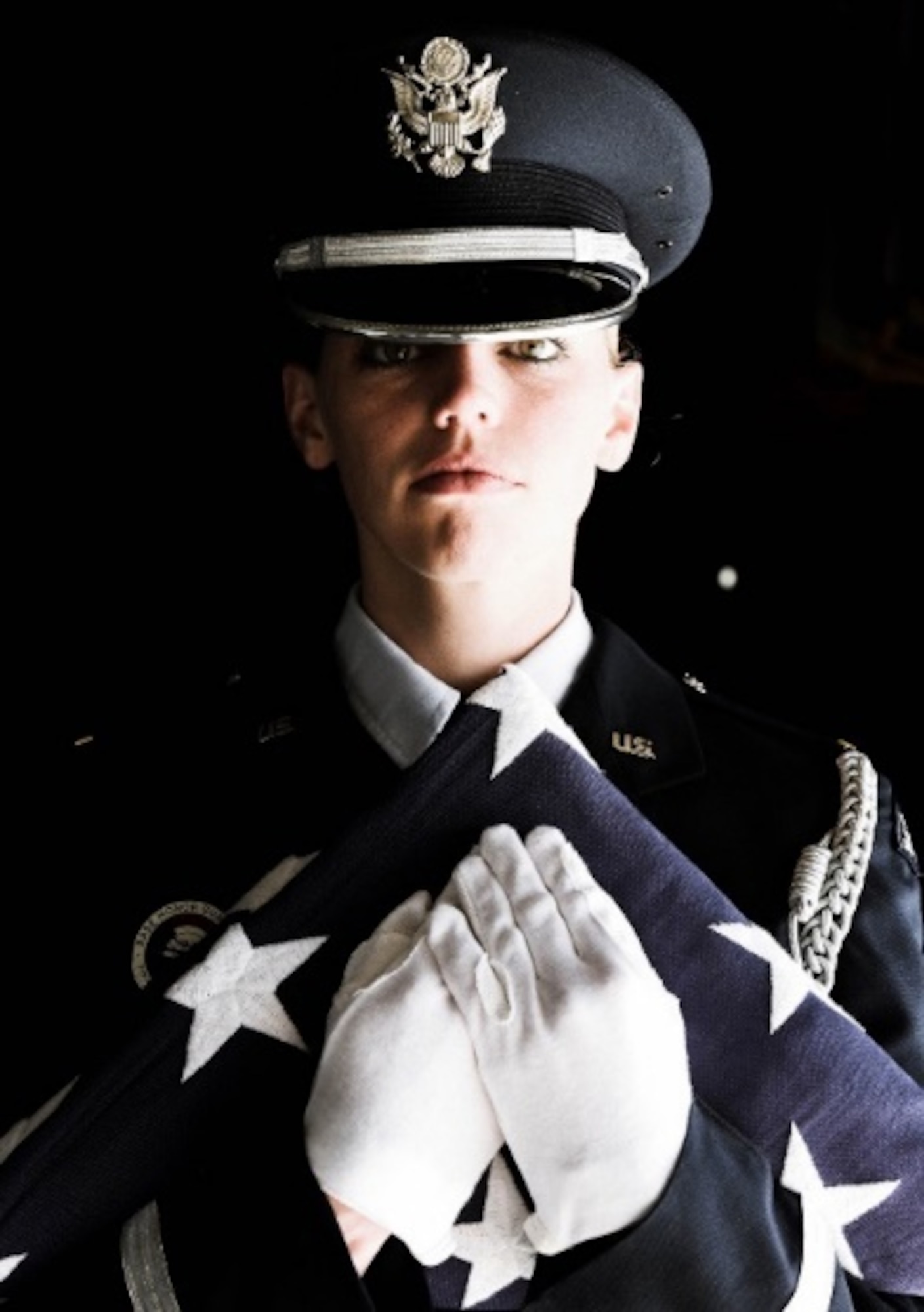 2nd Lt. Claire Waldo, 532nd Training Squadron casual status lieutenant, hold the flag during an honor guard practice, March 10, 2017, Vandenberg Air Force Base, Calif. For the past 30 years a small percentage of officers arrive at the 381st Training Group, for technical training, without a security clearance which prevents them from starting classes.
(U.S. Air Force photo by Senior Airman Ian Dudley/Released)