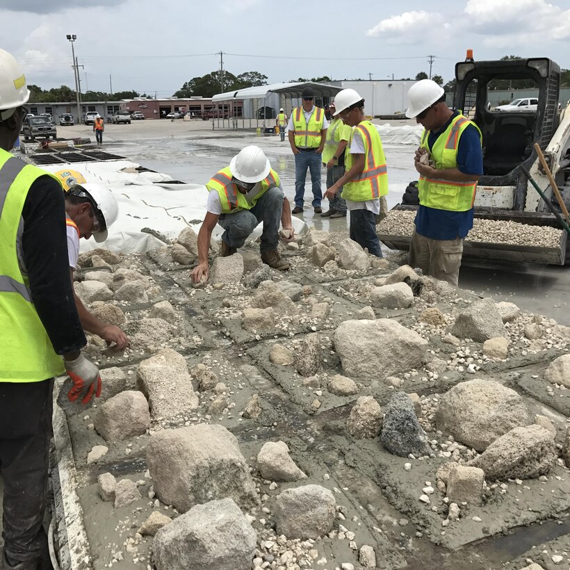 Contractors prepare to place artificial reef mitigation mats in Brevard County, Fla. 