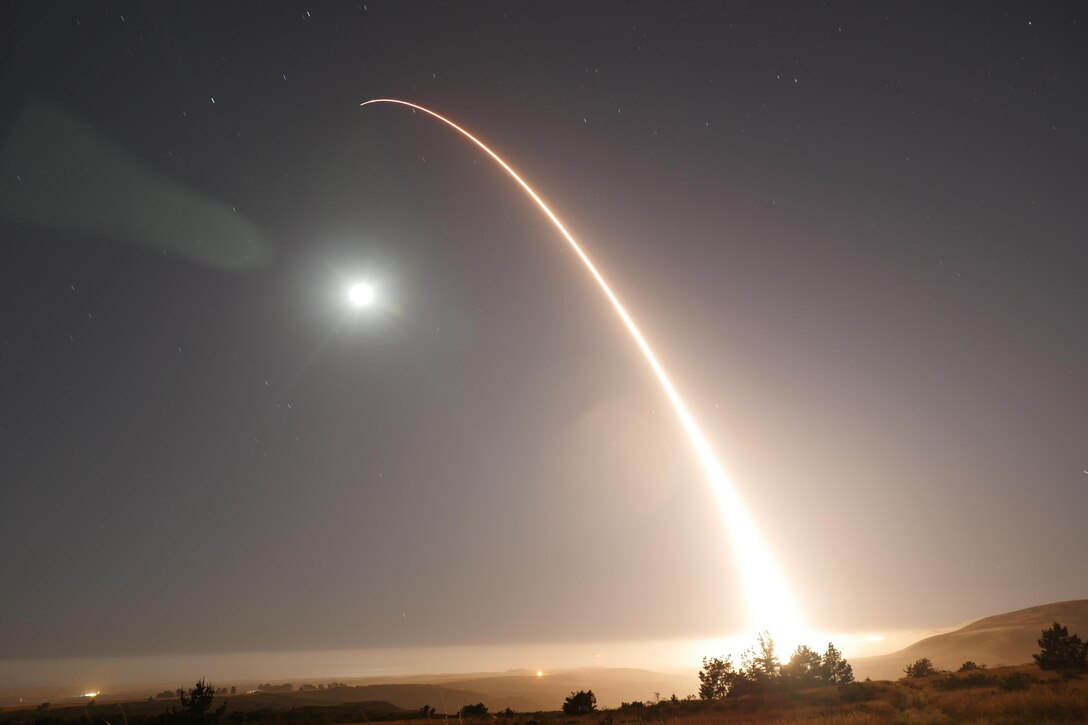 An unarmed Minuteman III intercontinental ballistic missile launches during an operational test at Vandenberg Air Force Base, Calif., May 3, 2017. Defense Department officials cited the need for consistent congressional support for modernizing and maintaining effective nuclear deterrent systems during testimony on Capitol Hill, June 7, 2017. Air Force photo by 2nd Lt. William Collette