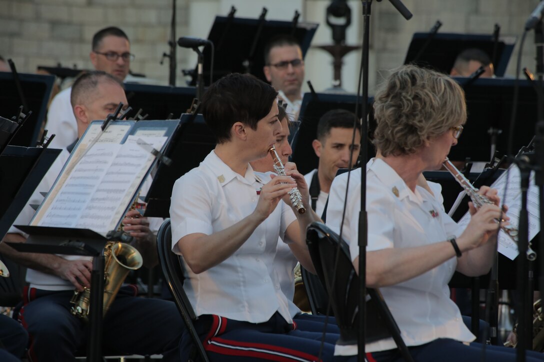 On June 7, 2017, the Marine Band performed a summer concert at the U.S. Capitol Building in Washington, D.C. The program included Sousa's march, "Manhattan Beach," Sparke's Pantomime, King's march, "The Melody Shop," and a medley of Johnny Mercer songs. (U.S. Marine Corps photo by Master Sgt. Kristin duBois/released)