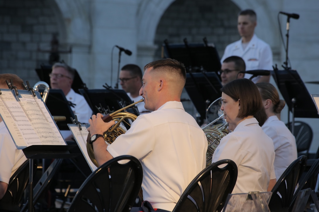 On June 7, 2017, the Marine Band performed a summer concert at the U.S. Capitol Building in Washington, D.C. The program included Sousa's march, "Manhattan Beach," Sparke's Pantomime, King's march, "The Melody Shop," and a medley of Johnny Mercer songs. (U.S. Marine Corps photo by Master Sgt. Kristin duBois/released)