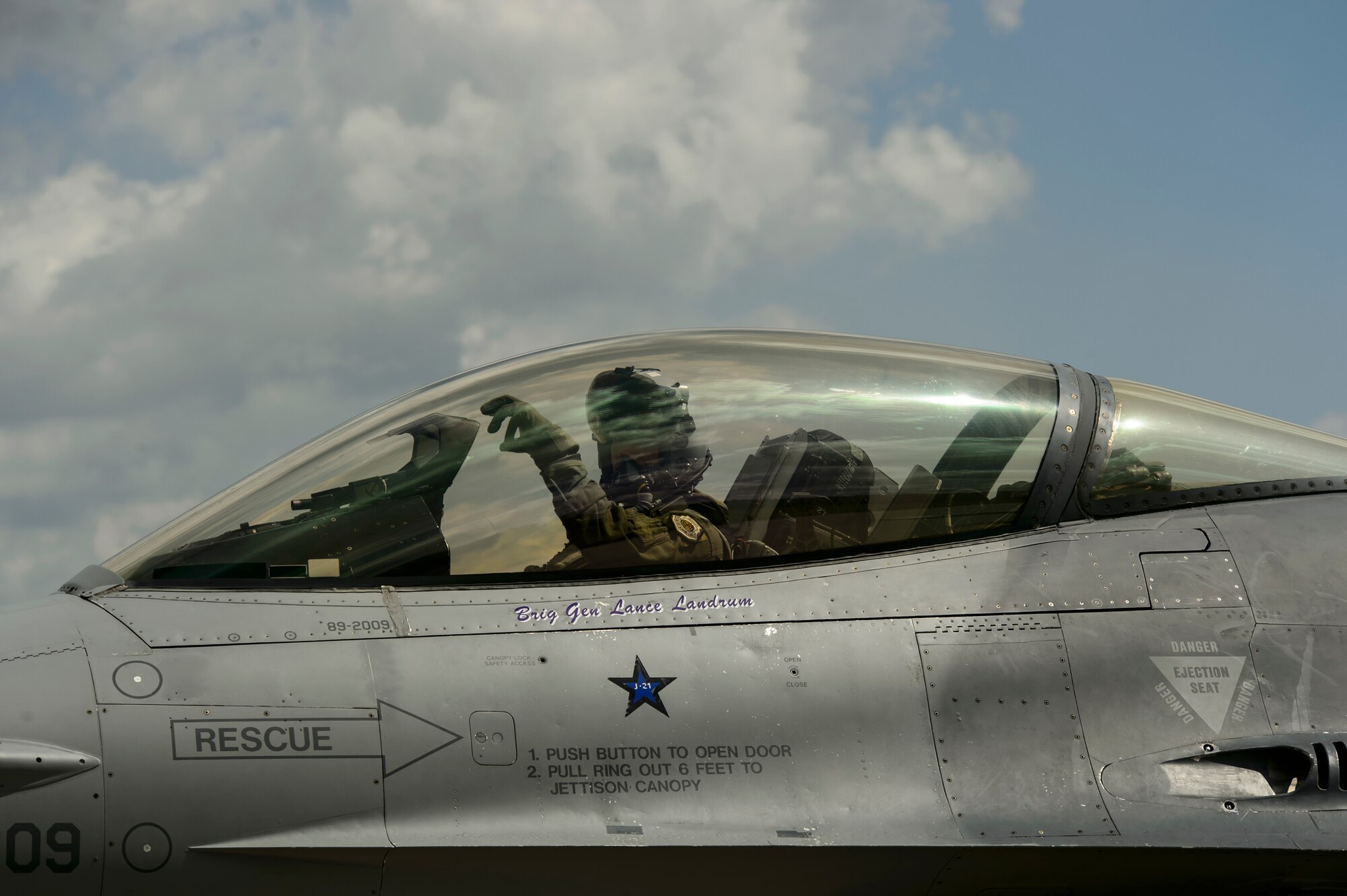 An F-16 Fighting Falcon, 510th Fighter Squadron, taxis after returning from a BALTOPS training mission at Krzesiny Air Base, Poland, June 8, 2017. The exercise is designed to enhance flexibility and interoperability, to strengthen combined response capabilities, as well as demonstrate resolve among Allied and Partner Nations' forces to ensure stability in, and if necessary defend, the Baltic Sea region.
(U.S. Air Force photo by Staff Sgt. Jonathan Snyder)