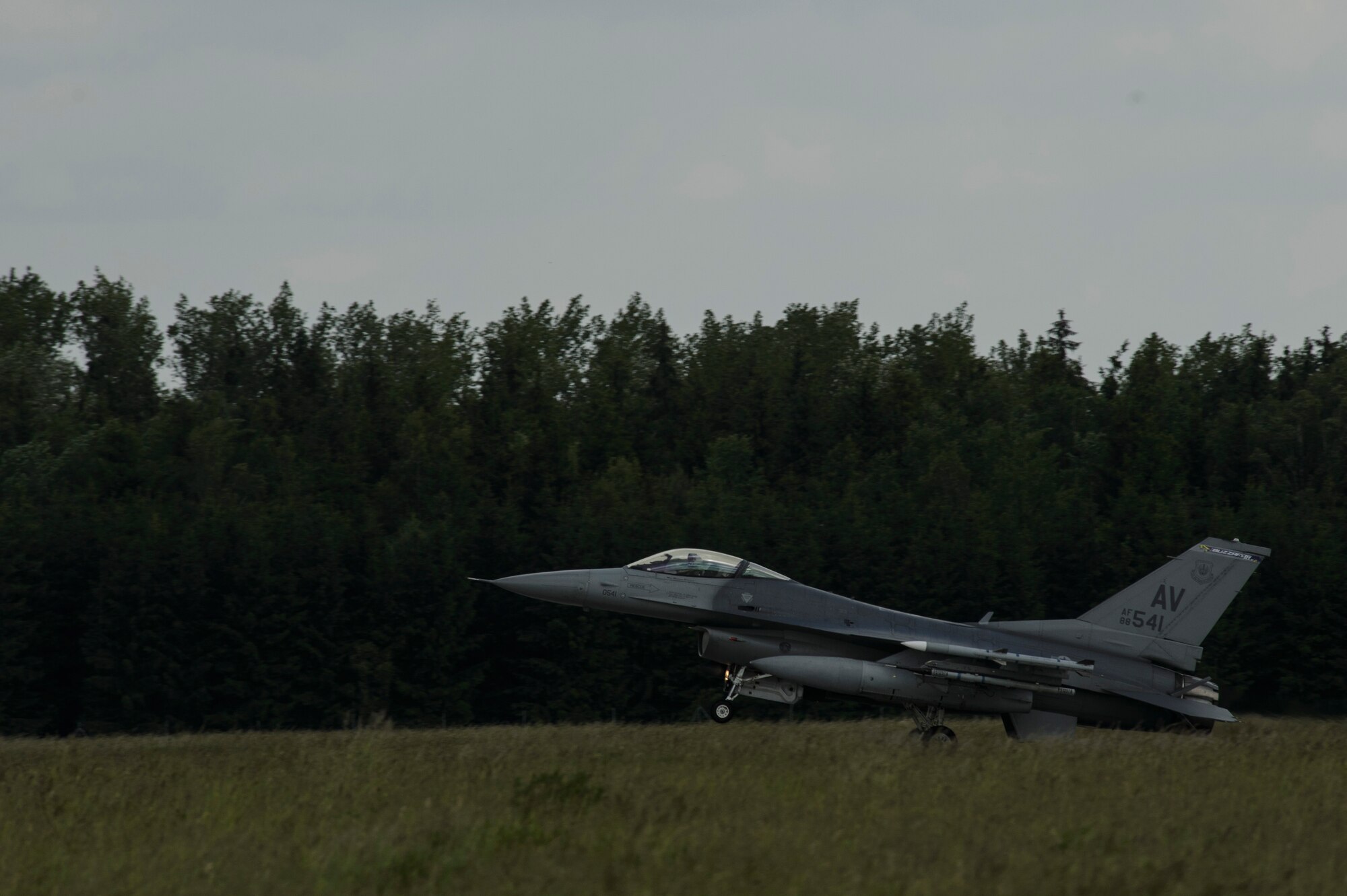An F-16 Fighting Falcon, 510th Fighter Squadron, lands after returning from a BALTOPS training mission at Krzesiny Air Base, Poland, June 8, 2017. The exercise is designed to enhance flexibility and interoperability, to strengthen combined response capabilities, as well as demonstrate resolve among Allied and Partner Nations' forces to ensure stability in, and if necessary defend, the Baltic Sea region.
(U.S. Air Force photo by Staff Sgt. Jonathan Snyder)