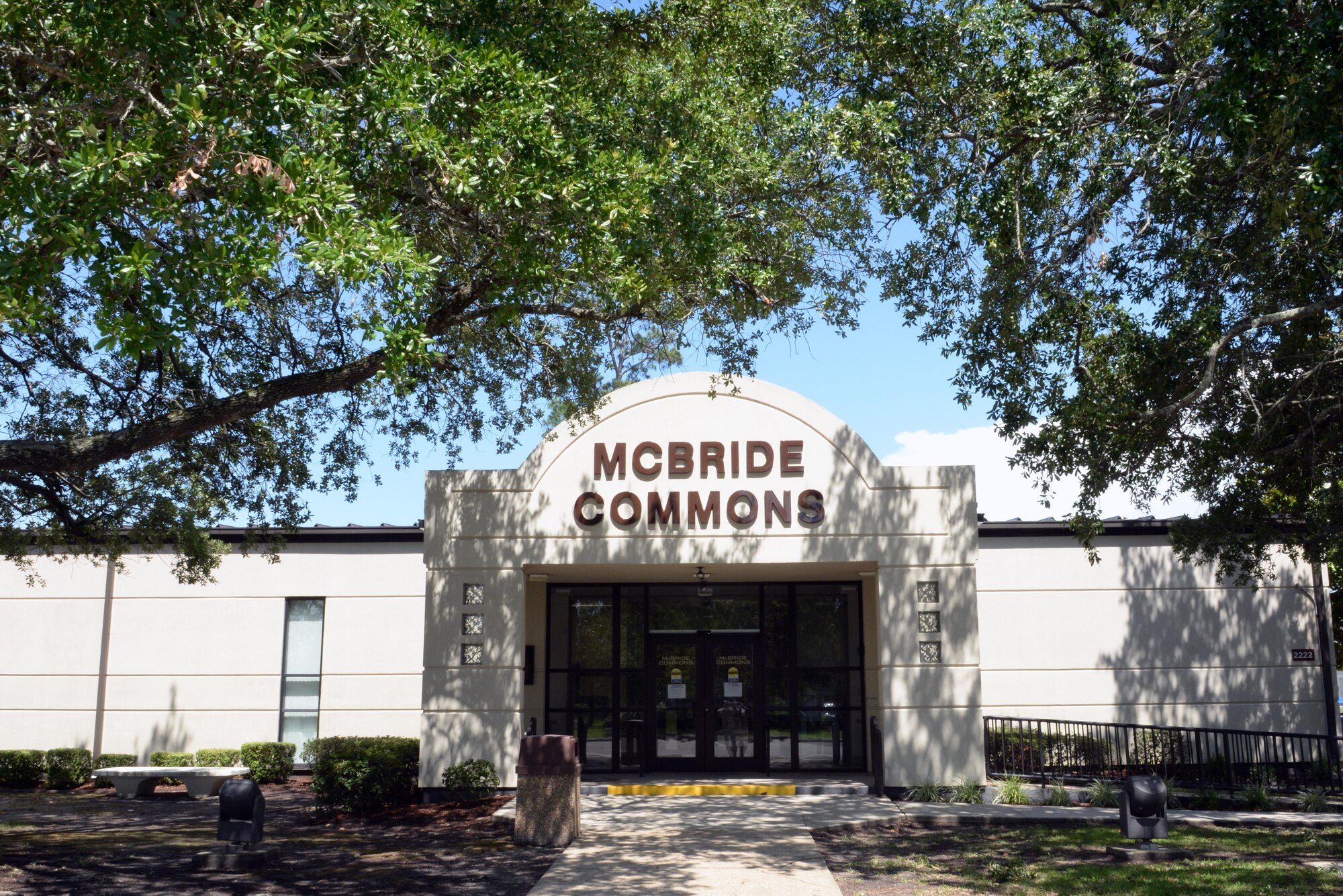 McBride Commons is a community center which offers something for everyone. It is located in Bldg. 2222 on the corner of Larcher Blvd. and Meadows Dr. It offers an engraving shop, frame shop, embroidery shop, arts and crafts, ink printing, a conference room, meeting area, a gaming room, library and free Wi-Fi. (U.S. Air Force photo by 2nd Lt. Teddy Barbosa)