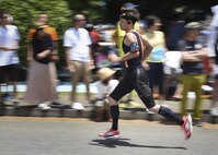 A participant runs the Ekiden Race at Yokota Air Base, Japan, June 4, 2017. More than 5,000 runners participated in the event hosted by the Yokota Striders Running Club. (U.S. Air Force photo by Machiko Arita)