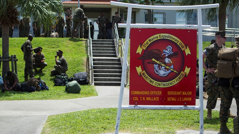 Marines and Sailors with the 31st Marine Expeditionary Unit prepare for movement to White Beach Naval Facility to embark aboard the USS Bonhomme Richard (LHD 6) for a scheduled patrol of the Indo-Asia-Pacific region, June 7, 2017. The 31st MEU partners with the Navy’s Amphibious Squadron 11 to form the Bonhomme Richard Expeditionary Strike Group – a cohesive blue-green team capable of accomplishing a variety of missions across the Indo-Asia-Pacific. 