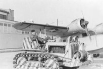 Air Station Salem, Massachusetts
"AD3 E. Vogel on the 'Cat'; 1952.
  Courtesy of the Pterodactyls.