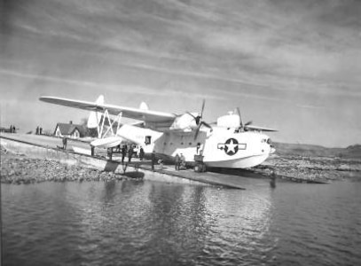 Air Station Salem, Massachusetts
Martin PBM on AIRSTA Salem's slipway, 1952.
Courtesy of the Pterodactyls.
