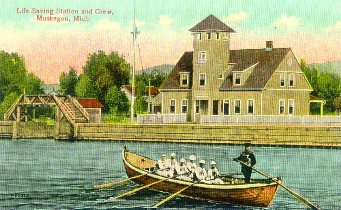 Muskegon Life Saving Station, Muskegon, MI
Postcard, circa 1900