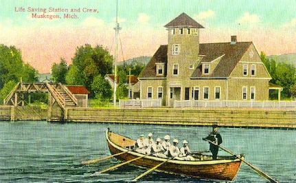 Muskegon Life Saving Station, Muskegon, MI
Postcard, circa 1900