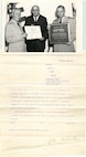 Light Station Boston, Massachusetts
July 27, 1964 Mr. Edwin W. Small, National Park Service, Department of Interior, presents to Rear Admiral James A. Alger, Commander, First Coast Guard District, with a certificate designating Boston Light a Registered National Historic Landmark.  Lieutenant Commander R. H. Wood, Chief Aids to Navigation Branch, holds a bronze plaque to mark the structure.
