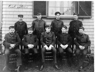 Crew, Coast Guard Lifeboat Station Point Adams located at Hammond, Clatsop County, Oregon. The station was established in 1888, built in 1889 and was placed in active service in December of 1889.  
Life Saving Station #311 Coast Guard Station #326