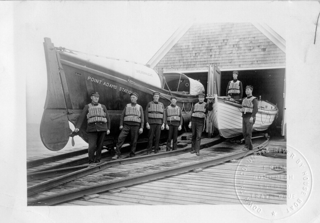 Coast Guard Lifeboat Station Point Adams located at Hammond, Clatsop County, Oregon. The station was established in 1888, built in 1889 and was placed in active service in December of 1889.  
Life Saving Station #311 Coast Guard Station #326