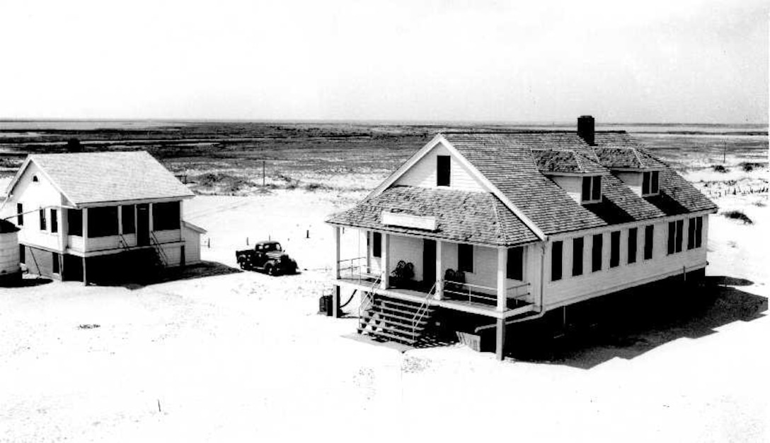 Station Pea Island, North Carolina
USLSS Station #17, Sixth District
 Coast Guard Station #177
No official caption/date/photo number; photographer unknown. 
The Pea Island Station as it appeared in circa 1942.

