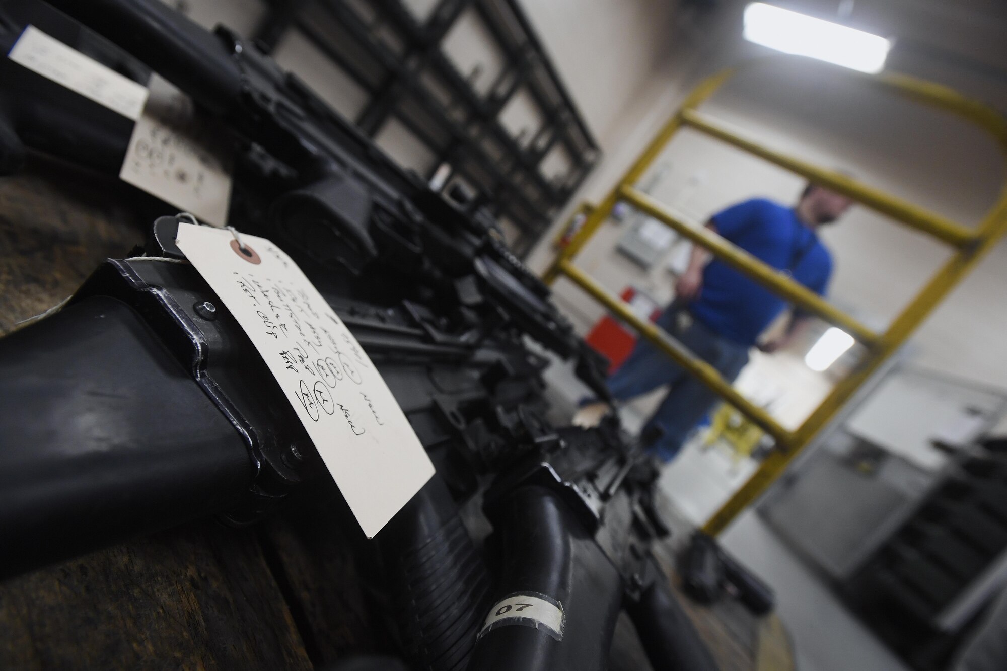 Joe Haluska, a small arms repairman and inspector with the Army Support Activity Logistics Readiness Center here, inspects and repairs weapon systems, primarily for Army National Guardsmen and Reservists at Joint Base McGuire-Dix-Lakehurst, New Jersey, June 7, 2017. The LRC inspects and maintains tens of thousands of small-arms weapon systems every year. 