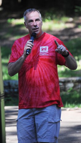 Col. John Hurley, U.S. Army Engineering and Support Center, Huntsville commander, addresses the audience prior to the Center's annual organization day awards ceremony June 9.