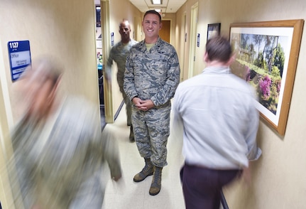 Lt. Col. Brian Neese, 628th Medical Operations Squadron commander, stands in a medical group clinic hallway at Joint Base Charleston, S.C., June 8, 2017. Neese won the Federal Health Care Executive Special Achievement Award which recognizes him and his unit for exceeding Air Force standards and is awarded to a federal career health care executive who has distinguished themselves through singularly significant achievements which have contributed substantially to the mission of the federal health care system. 