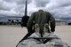 A Citizen Airman participating in the 445th Aeromedical Evacuation Squadron joint training mission, carries a simulated patient onto a C-130 Hercules here, June 7, 2017. The 445th AES trained for two hours while airborne to simulate a real-world scenario. (U.S. Air Force photo/Senior Airman Joshua Kincaid)