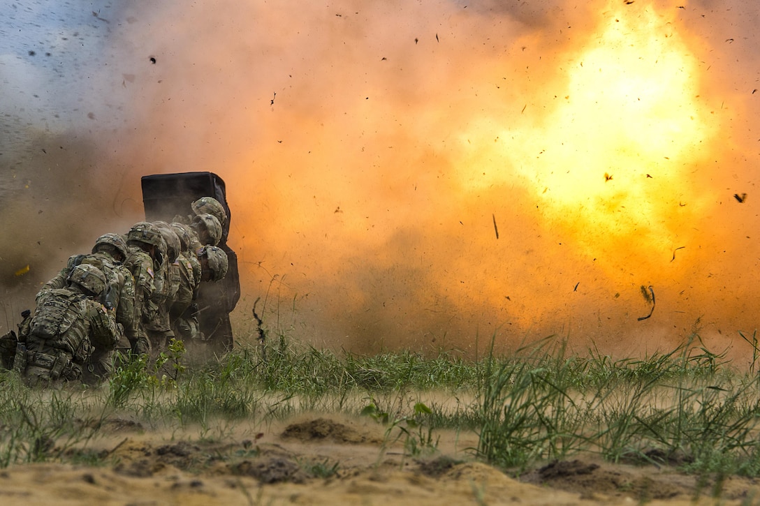 Army engineers conduct demolition training in Bemowo Piskie, Poland, June 8, 2017. The training is part of Saber Strike 17, a U.S. Army Europe-led multinational combined forces exercise designed to enhance the NATO alliance throughout the Baltic region and Poland. Army photo by Sgt. Justin Geiger