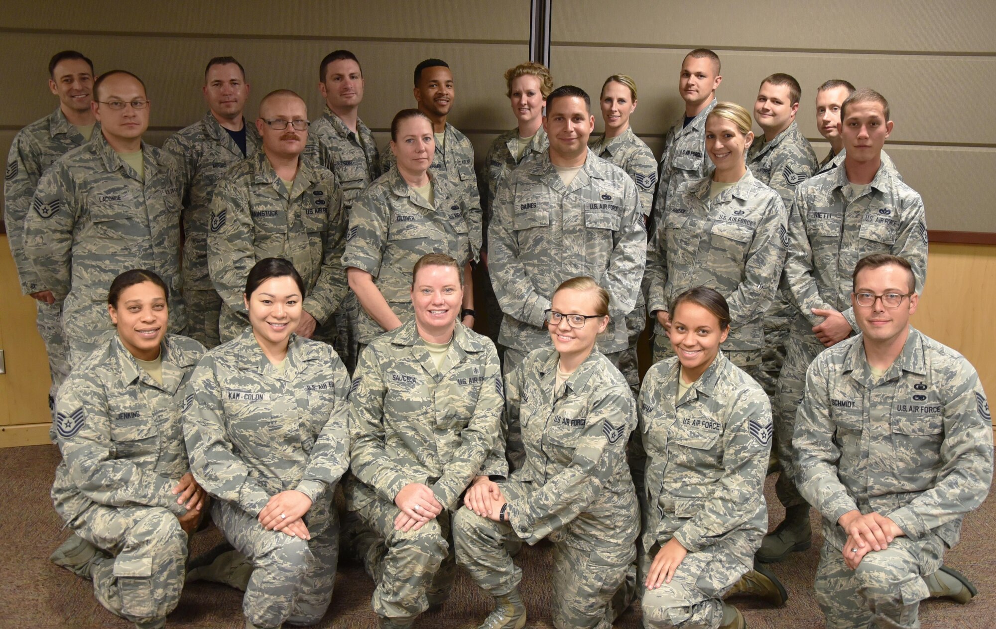 Twenty-one Citizen Airmen graduated from a NCOLDC course, June, 9, 2017, at McConnell Air Force Base, Kan.  During this course, the students received training from Air Force Reserve military facilitators who provided the Junior NCOs with tools needed to be the tactical leaders to accomplish Air Force mission. The course focused on NCO core competencies including employing military capabilities, individual readiness, managing organizations and resources, strategic thinking, leading people, effective communications and embodying airman culture.