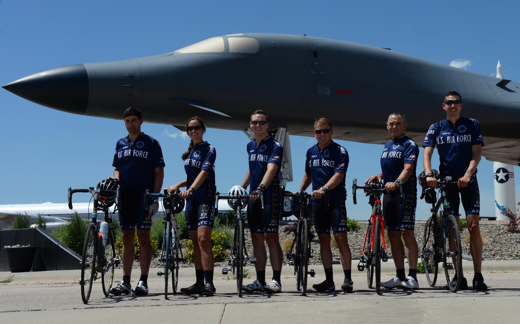 The Dakota Regional Air Force Cycling Team is scheduled to participate in the Register’s Annual Great Bicycle Ride Across Iowa, July 23-29, 2017. Six Airmen assigned to Ellsworth Air Force Base, S.D., are part of a 15-member Air Force Cycling Regional Team that consists of five Airmen from Minot Air Force Base, N.D., two Air Force reservists and two civilians.  (U.S. Air Force photo by Airman Nicolas Z. Erwin)
