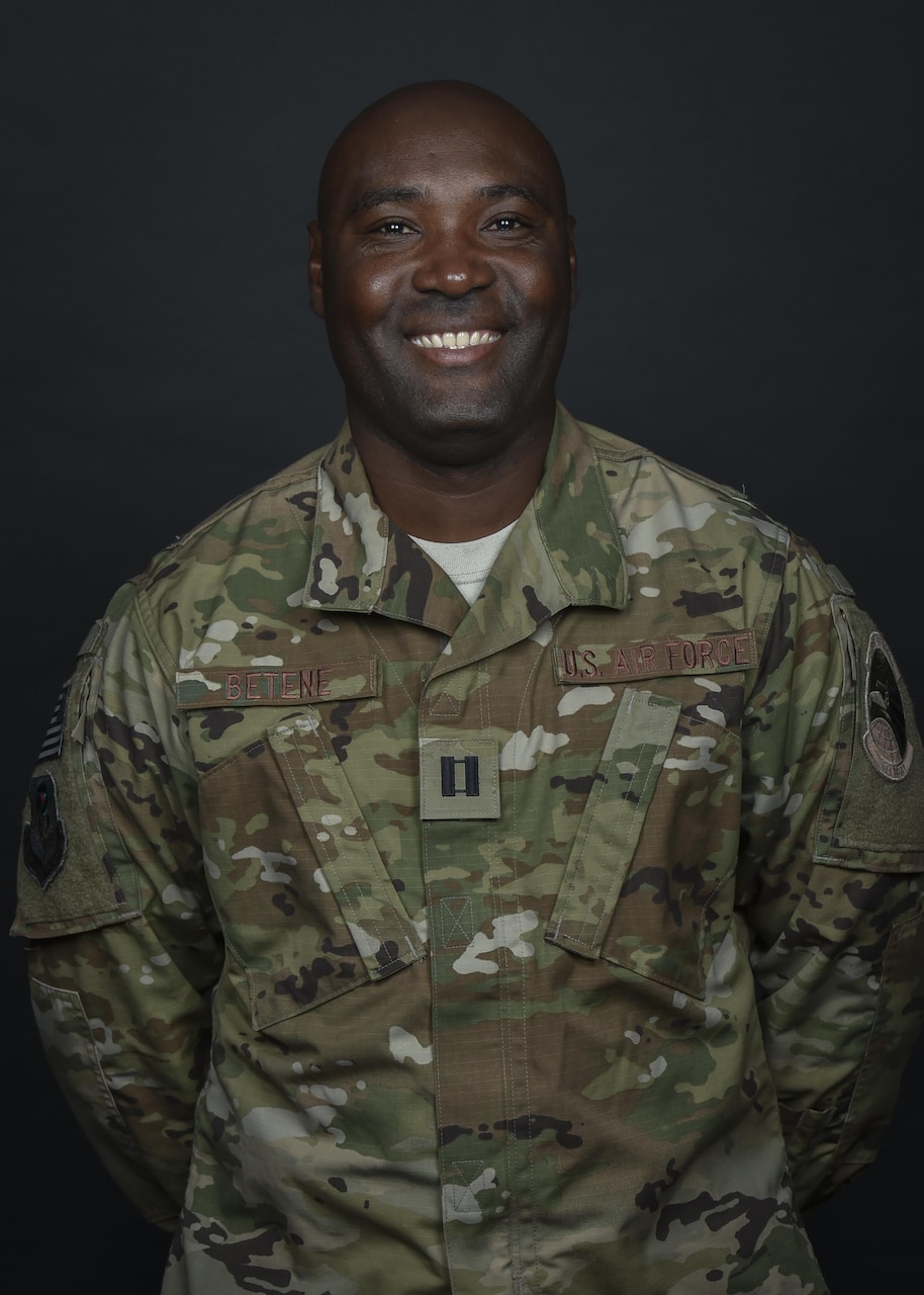 Capt. Claude Betene A Dooko is the public health flight commander with the 1st Special Operations Aerospace Medical Squadron, at Hurlburt Field, Fla. Betene’s family heritage of military service motivated him from a young age to aspire to committing his life to service. Despite obstacles, his persistence made his dream a reality. (U.S. Air Force photo by Airman 1st Class Joseph Pick)