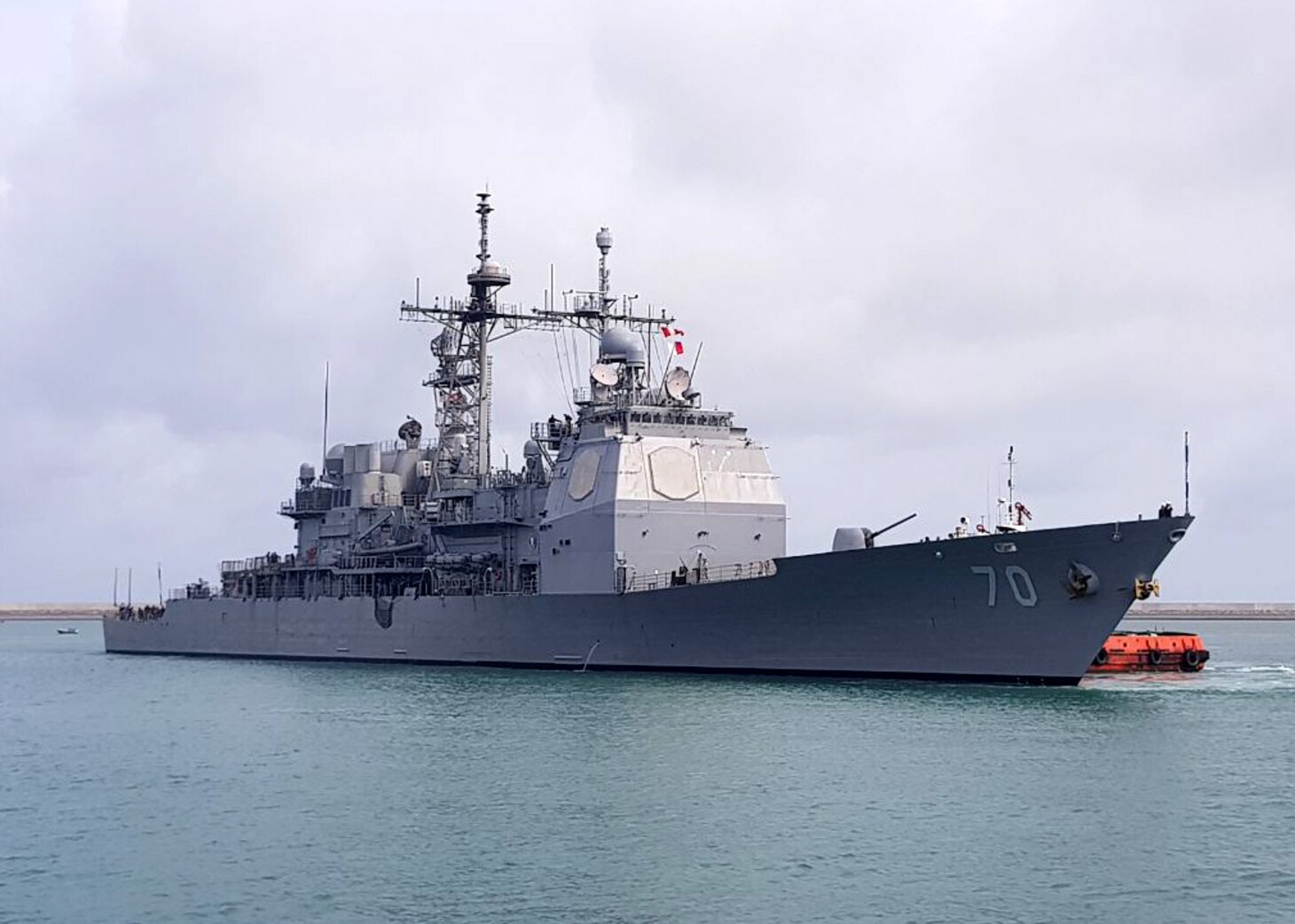 170611-N-OU129-003 COLOMBO, Sri Lanka (June 11, 2017) The Ticonderoga-class guided-missile cruiser USS Lake Erie (CG 70) arrived in Colombo, Sri Lanka, June 11 to support humanitarian assistance operations in the wake of severe flooding and landslides that devastated many regions of the country.  Recent heavy rainfalls brought by a southwest monsoon triggered flooding and landslides throughout the country, displacing thousands of people and causing significant damage to homes and buildings.  (U.S. Navy photo by Mass Communication Specialist 2nd Class Joshua Fulton/RELEASED)