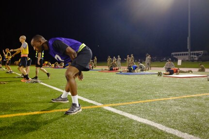 Warriors wait their turn during the push-up event during the Army Physical Fitness Test at the 2017 U.S. Army Reserve Best Warrior Competition at Fort Bragg, N.C., June 12. This year’s Best Warrior Competition will determine the top noncommissioned officer and junior enlisted Soldier who will represent the U.S. Army Reserve in the Department of the Army Best Warrior Competition later this year at Fort A.P. Hill, Va. (U.S. Army Reserve photo by Timothy L. Hale) (Released)