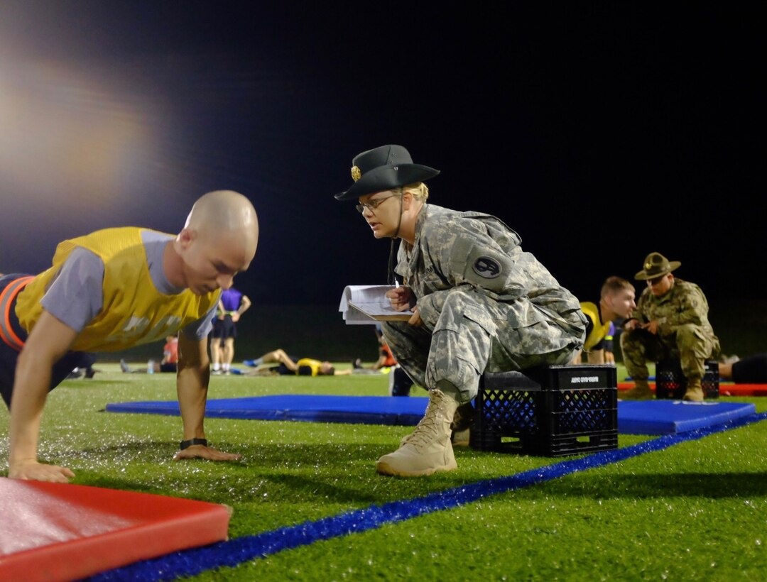 A U.S. Army Reserve Best Warrior candidate competes in the push-up event during the Army Physical Fitness Test at the 2017 U.S. Army Reserve Best Warrior Competition at Fort Bragg, N.C., June12. This year’s Best Warrior Competition will determine the top noncommissioned officer and junior enlisted Soldier who will represent the U.S. Army Reserve in the Department of the Army Best Warrior Competition later this year at Fort A.P. Hill, Va. (U.S. Army Reserve photo by Timothy L. Hale) (Released)