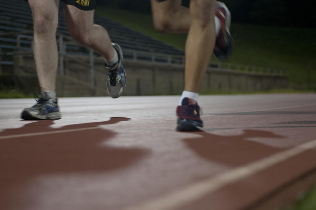 Warriors participate in the 2-mile run event as part of the Army Physical Fitness Test at the 2017 U.S. Army Reserve Best Warrior Competition at Fort Bragg, N.C. June 12, 2017. This year’s Best Warrior Competition will determine the top noncommissioned officer and junior enlisted Soldier who will represent the U.S. Army Reserve in the Department of the Army Best Warrior Competition later this year at Fort A.P. Hill, Va. (U.S. Army Reserve photo by Sgt. Jennifer Shick) (Released)