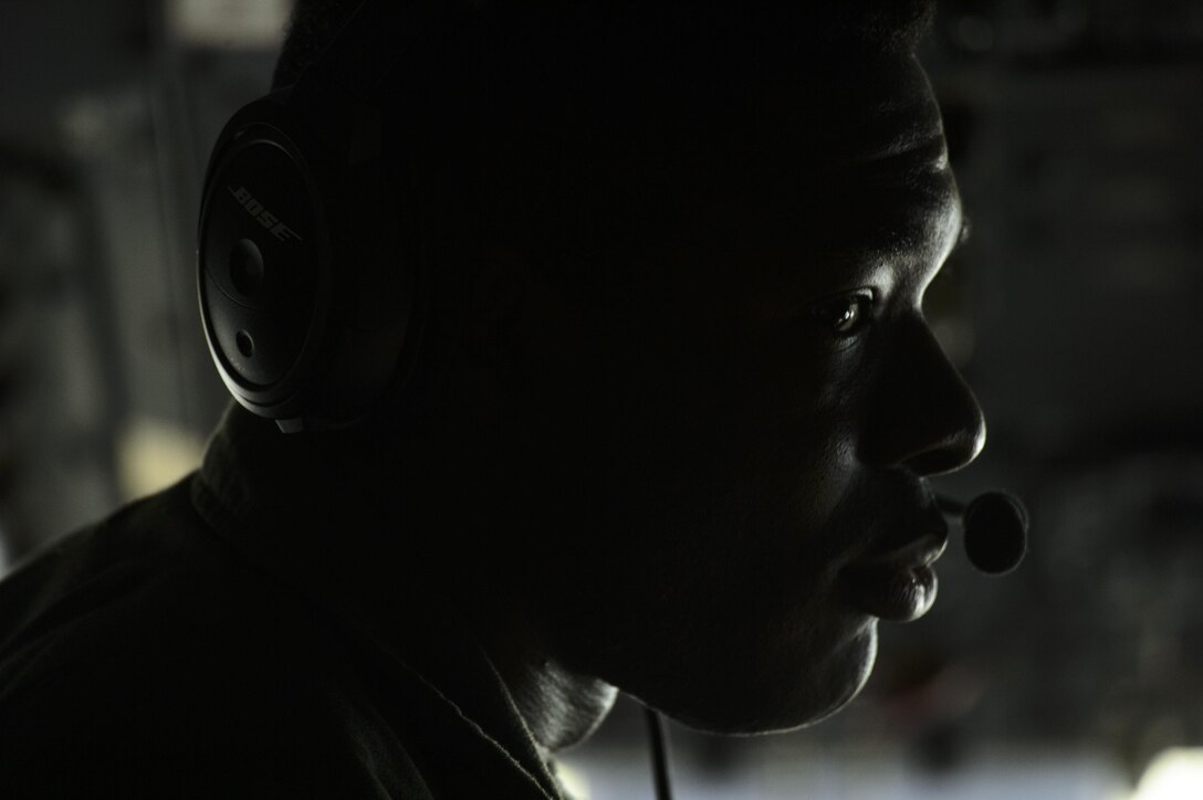 Senior Airman Thriston Noel, 351st Air Refueling Squadron boom operator, waits from operations about the weather on a KC-135R Stratotanker during BALTOPS exercise at Powidz Air Base, Poland, June 12, 2017. The exercise is designed to enhance flexibility and interoperability, to strengthen combined response capabilities, as well as demonstrate resolve among Allied and Partner Nations' forces to ensure stability in, and if necessary defend, the Baltic Sea region. (U.S. Air Force photo by Staff Sgt. Jonathan Snyder)