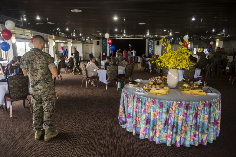 Service members from various units stationed on Marine Corps Base Hawaii attended the Active Duty Fund Drive awards ceremony at the Officers’ Club ballroom aboard MCB Hawaii on June 8, 2017. The Navy-Marine Corps Relief Society hosted this ceremony to recognize the units that donated over $190,000 to the Active Duty Fund Drive. (U.S. Marine Corps photo by Lance Cpl. Isabelo Tabanguil)