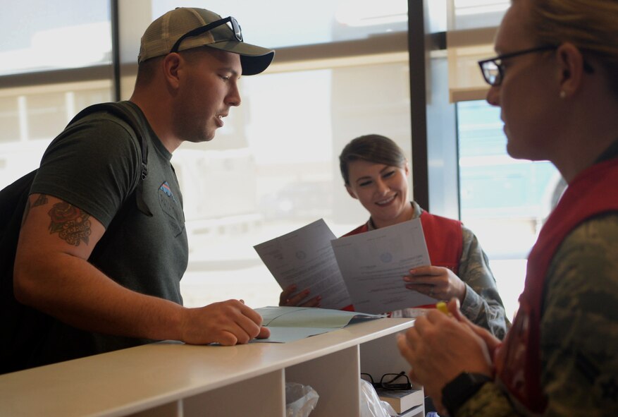 Airmen from the 28th Bomb Wing begin the deployment process to Royal Air Force Fairford, United Kingdom at Ellsworth Air Force Base, S.D., June 3, 2017. The strategic bomber deployment will support exercises Saber Strike and Baltic Operations (BALTOPS) in the U.S. European Command area of responsibility throughout the month of June. (U.S. Air Force photo by Senior Airman Denise M. Jenson)