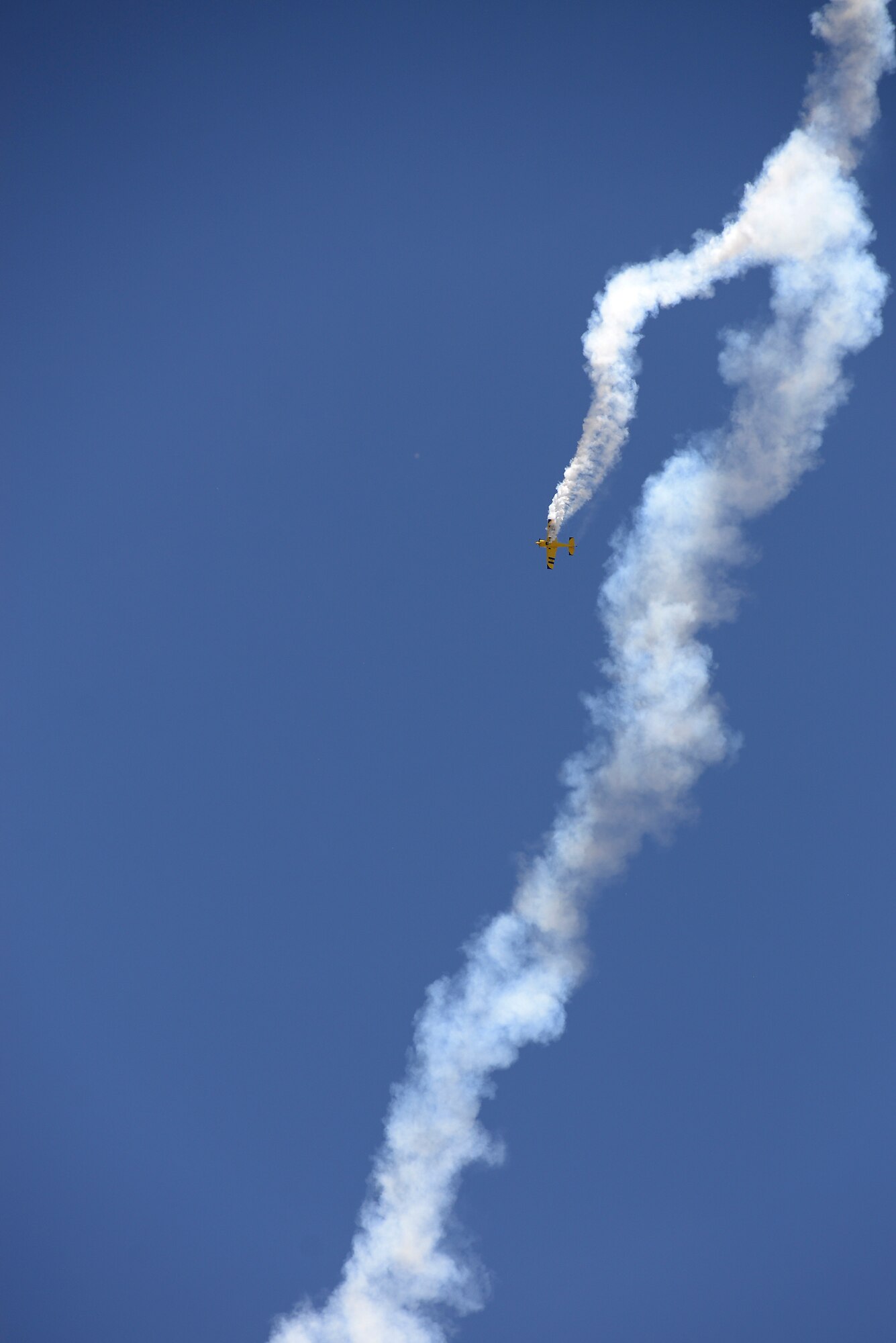 Kevin Coleman performs during the 100th Centennial Celebration Air Show, June 10, 2017, at Scott Air Force Base, Ill. Kevin has accumulated more than 2500 hours of flying time. He has been recognized as the highest placing contender at the 2007 Aerobatic Championship, and the next year clinched third place at the same event. He is contracted to perform year-round in the air show circuit across the country, and in 2015, a lifetime of practice paid off when he earned a position on the U.S. Advanced Aerobatic Team – the Olympics of aviation. (U.S. Air Force photo by Tech. Sgt. Jonathan Fowler)