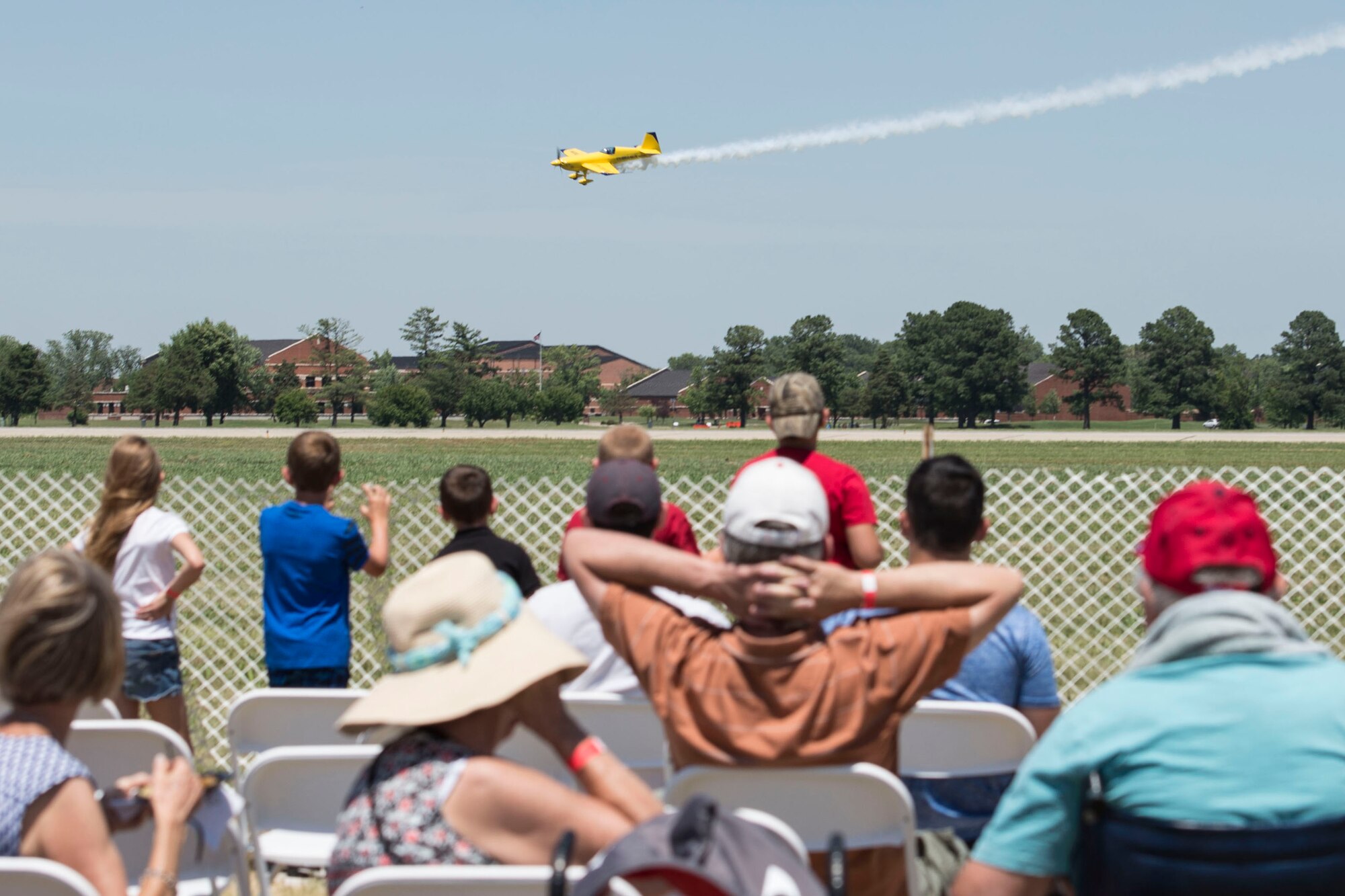 Kevin Coleman performs during the 100th Centennial Celebration Air Show, June 10, 2017, at Scott Air Force Base, Ill. Kevin has accumulated more than 2500 hours of flying time. He has been recognized as the highest placing contender at the 2007 Aerobatic Championship, and the next year clinched third place at the same event. He is contracted to perform year-round in the air show circuit across the country, and in 2015, a lifetime of practice paid off when he earned a position on the U.S. Advanced Aerobatic Team – the Olympics of aviation. (U.S. Air Force photo by Senior Airman Melissa Estevez)
