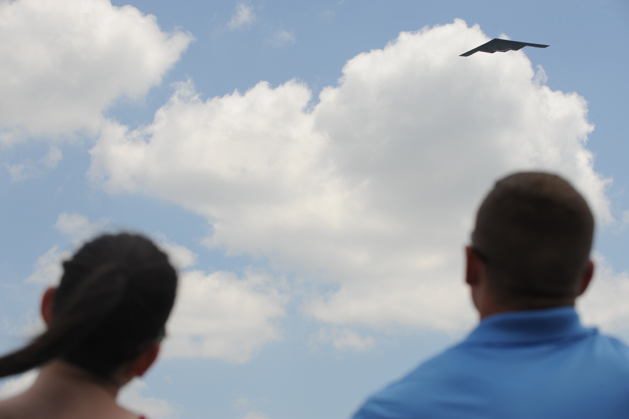 A 509th Bomb Wing B-2 Spirit conducts a fly-by during the Scott Air Force Base 2017 Air Show and Open House June 11, which celebrates the base’s 100th anniversary.  Based out of Whiteman AFB, the B-2 provides the penetrating flexibility and effectiveness inherent in manned bombers.  Its stealth characteristics give it the unique ability to penetrate an enemy’s most sophisticated defenses and threaten its most valued and heavily defended targets, making this aircraft an effective deterrent and combat force. (U.S. Air Force photo by Tech. Sgt. Maria Castle)