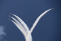 The Thunderbirds, officially known as the U.S. Air Force Air Demonstration Squadron, perform precision aerial maneuvers to demonstrate the capabilities the F-16 Fighter Falcon, the Air Force’s premier multi-role fighter jet, Scott Air Force Base, Ill., June 11, 2017.   Eight highly experienced fighter pilots, four support officers, three civilians, and over 120 enlisted personnel help make it possible for the team to showcase the capabilities of this fighter jet to millions of people each year.  Together, this team has ensured that a demonstration has never been cancelled due to maintenance difficulty. (U.S. Air Force photo by Tech. Sgt. Jonathan Fowler)