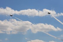 The Thunderbirds, officially known as the U.S. Air Force Air Demonstration Squadron, perform precision aerial maneuvers to demonstrate the capabilities the F-16 Fighter Falcon, the Air Force’s premier multi-role fighter jet, Scott Air Force Base, Ill., June 11, 2017.   Eight highly experienced fighter pilots, four support officers, three civilians, and over 120 enlisted personnel help make it possible for the team to showcase the capabilities of this fighter jet to millions of people each year.  Together, this team has ensured that a demonstration has never been cancelled due to maintenance difficulty. (U.S. Air Force photo by Tech. Sgt. Jonathan Fowler)