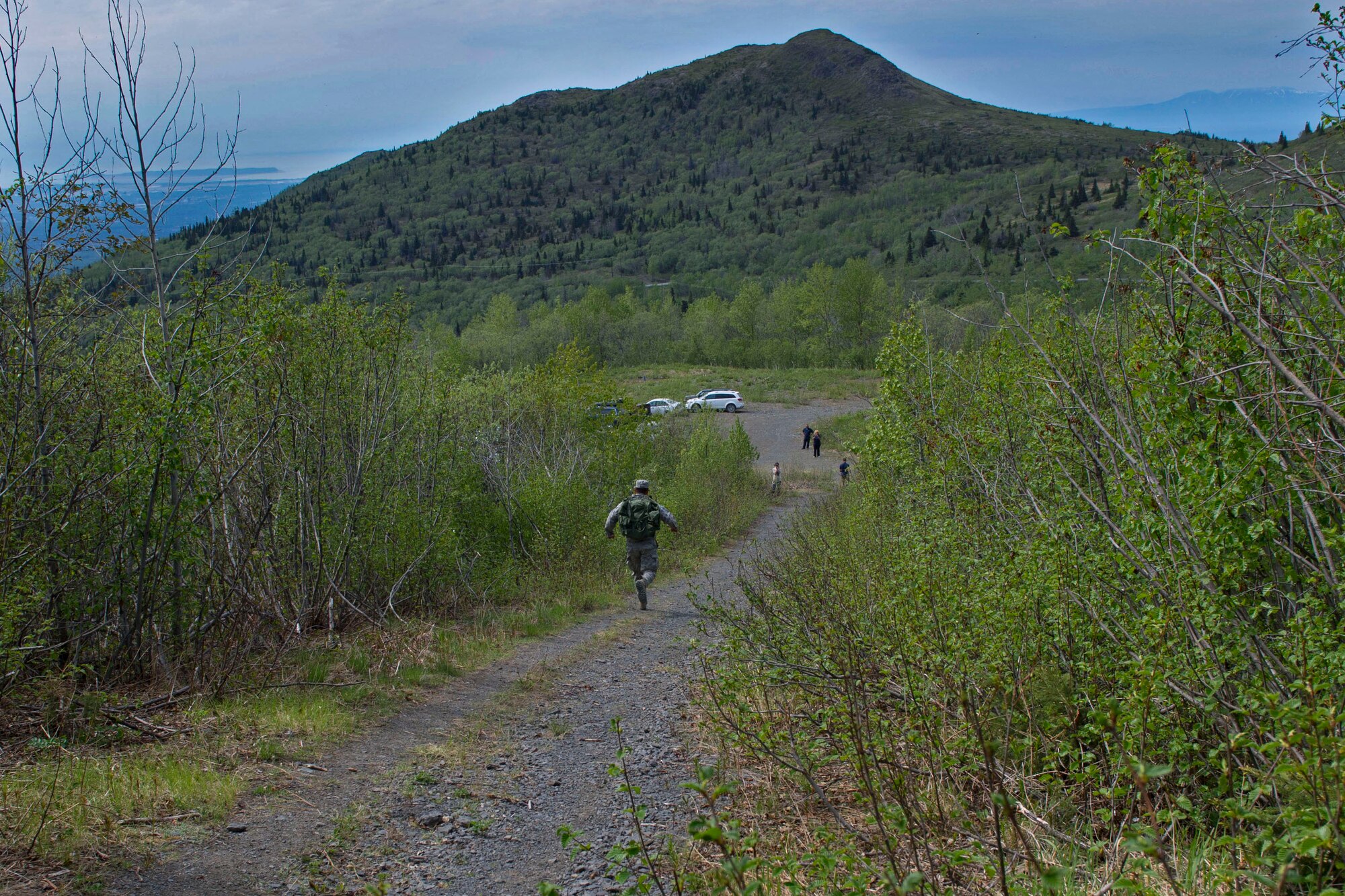 Joint Base Elmendorf-Richardson service members participate in the Combat Cross-Country Series Three-Mile Mountain Run at Arctic Valley, Alaska, June 9, 2017. Team members from 773d Civil Engineer Squadron took first place in the competition. 