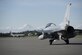 A U.S. Air Force F-16 Fighting Falcon aircraft assigned to the 18th Aggressor Squadron, speeds down the runway to take off from the Eielson Air Force Base, Alaska, flight line during RED FLAG-Alaska (RF-A) 17-2, June 13, 2017. RF-A provides an optimal training environment in the Indo-Asia Pacific region and focuses on improving ground, space and cyberspace combat readiness and interoperability of U.S. and international forces. (U.S. Air Force photo by Airman 1st Class Sadie Colbert)