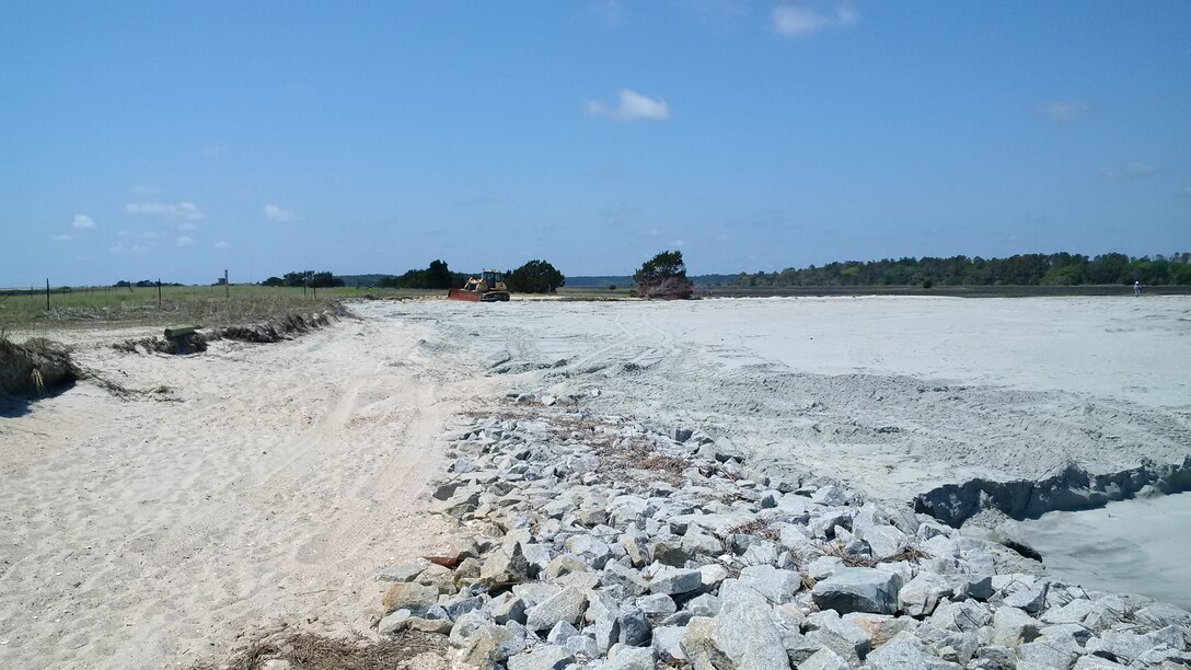 The Charleston District recently completed a beach nourishment project at Huntington Beach State Park to stabilize the southern jetty. This will stabilize impacts from future storms and reduce future maintenance costs for the federal government.