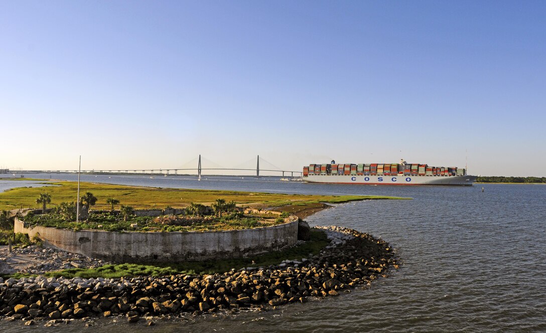 The COSCO Development cruised in to Charleston Harbor in May 2017 as the first Neo-Panamax ship to call on the Port of Charleston. Ships like the Development will become frequent visitors to Charleston after the Charleston District completes the Charleston Harbor Post 45 Harbor Deepening Project.