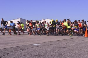 Two hundred and seventy nine runners consisting of military members, their families and civilians begin Joint Base Charleston’s 9th annual Run the Runway here, June 10. Visitors were able to tour a static display of a C-17 Globemaster III and watch a demonstration from the 628th Security Forces Squadron’s military working dog section.