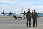 Two Royal Thai Air Force Airmen stand in front of their C-130 Hercules on the Joint Base Elmendorf-Richardson Flightline June 8 during Operation Red Flag-Alaska 17-_. RF-A is a Pacific Air Forces-directed field training exercise for U.S. and international forces flown under simulated air combat conditions. It is conducted on the Joint Pacific Alaska Range Complex with air operations flown primarily out of Eielson Air Force Base and JBER. 